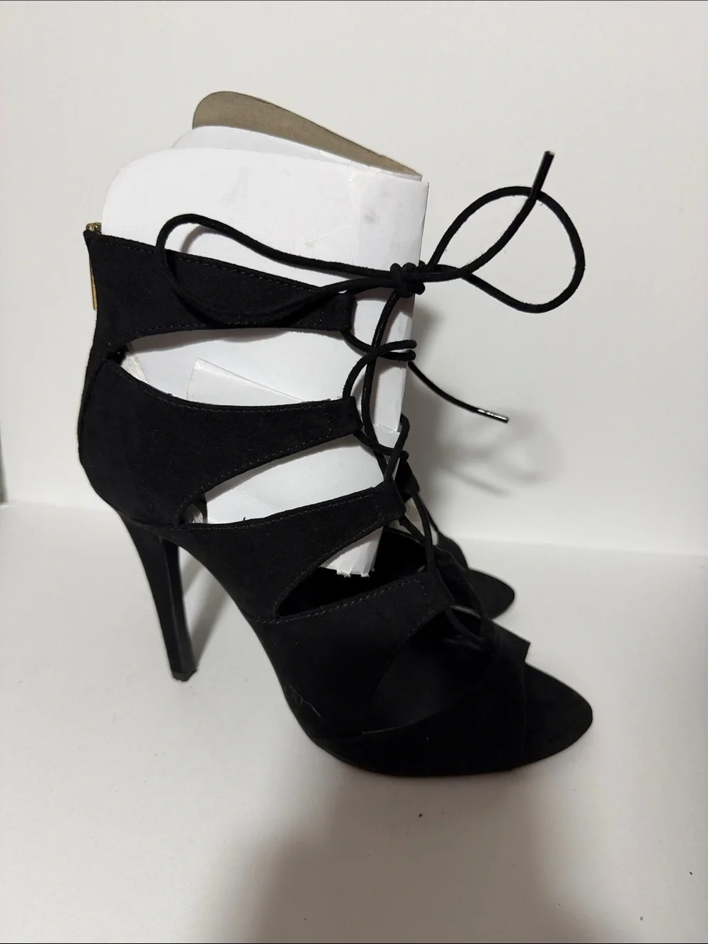 Forever 21 Black Lace-Up Strappy High Heels